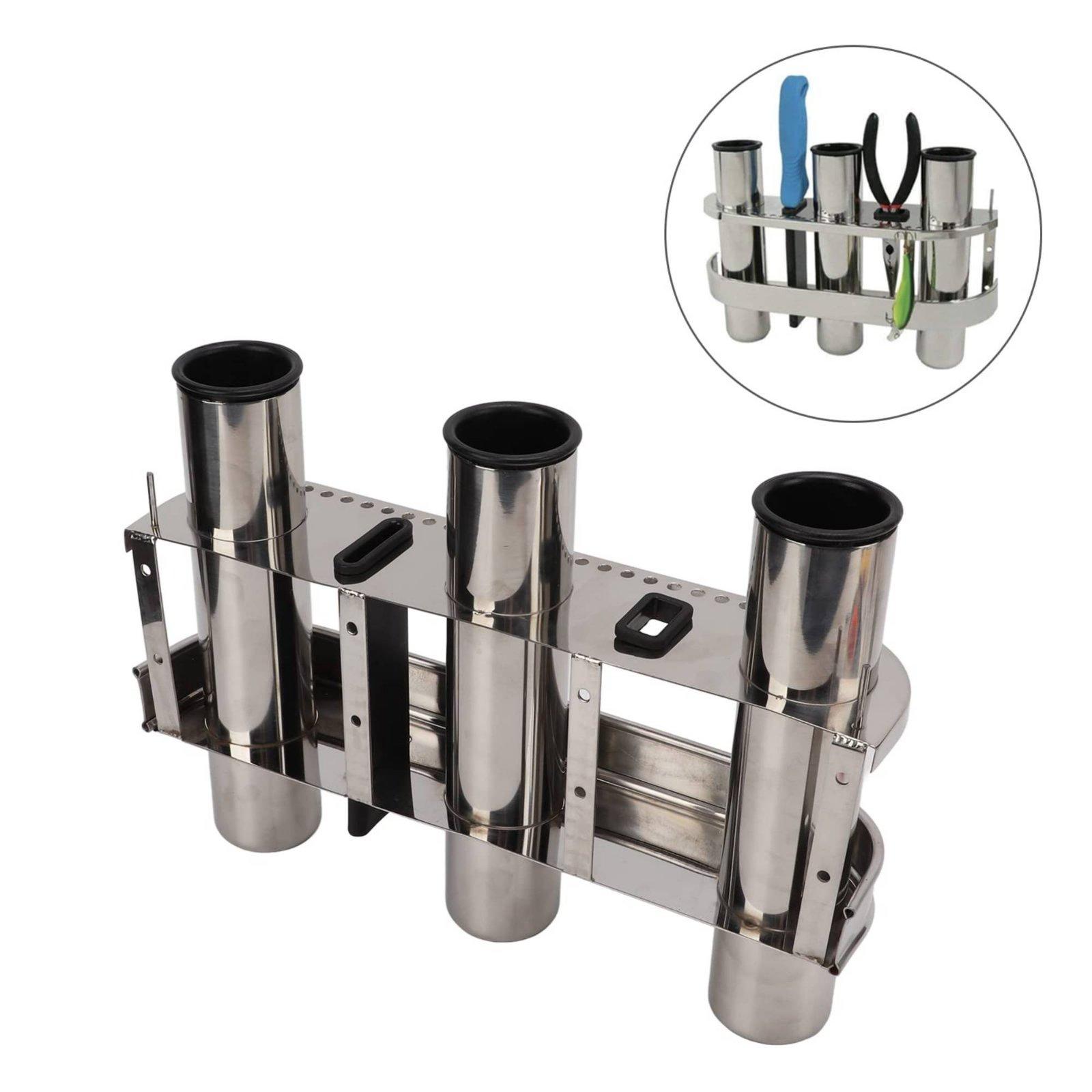 Fishing Kayak Rod Holder - 防水加工のステンレス製釣り竿スタンド。3つの位置で固定可能。ボートや船の甲板で使用できる、釣り人やカヤック愛好家向けの整理整頓に役立つスタンド。