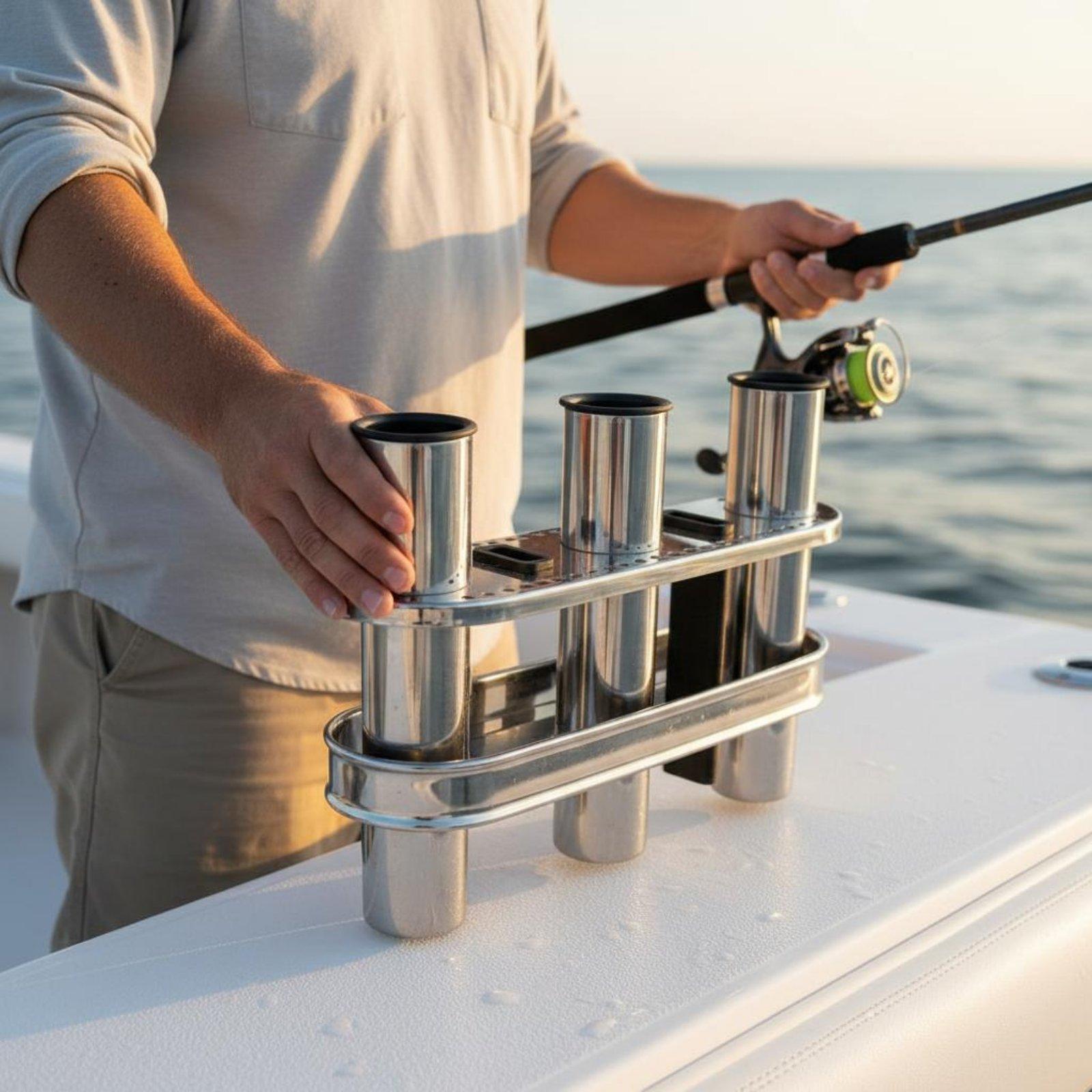 防水加工のステンレス製釣り竿スタンド。3つの位置で固定可能。 - Fishing Kayak Rod Holder のレビューと価格